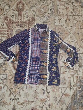 Vintage Alfred Pasquette California Patchwork  Button-Down Shirt